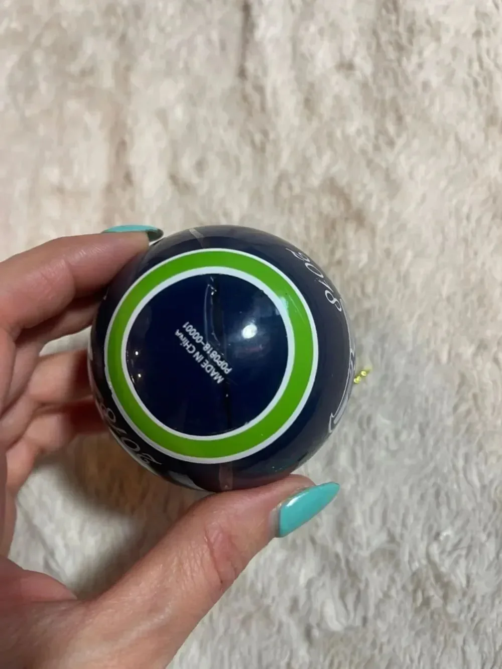 Seattle Seahawks Navy & Lime 'Happy Holidays' 2018 Ornament